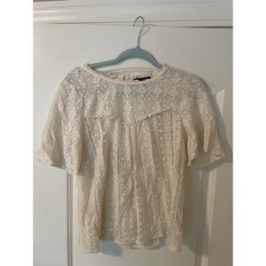 AMERICAN EAGLE EMBROIDERED WHITE BLOUSE SIZE M